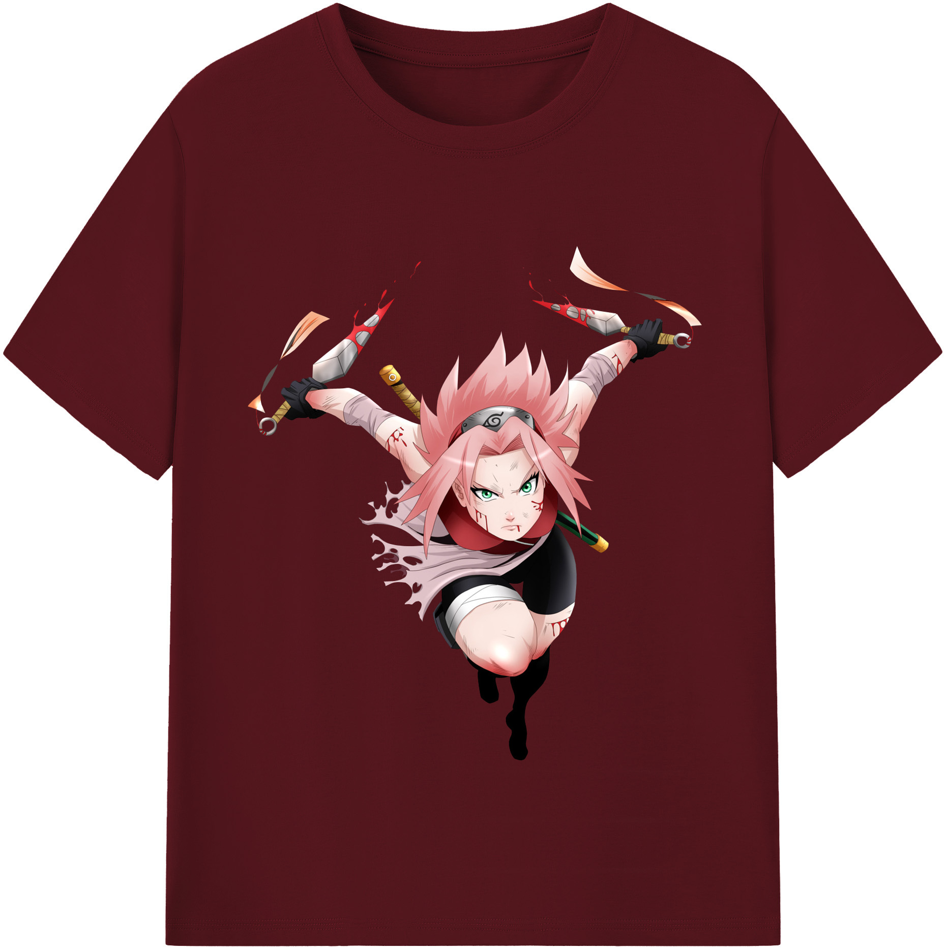（画像用） NARUTO -ナルト- 春野サクラ Haruno Sakura 綿100％半袖Tシャツ（フロントプリント）